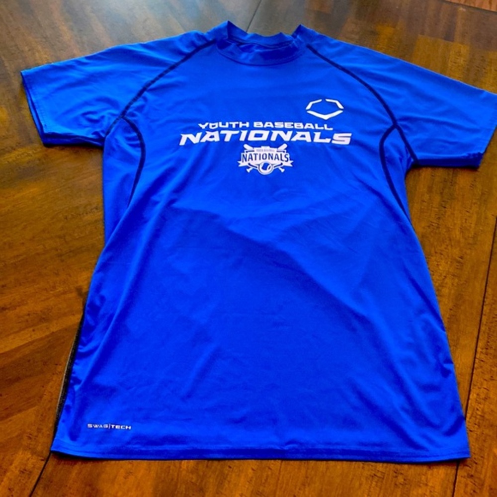 Evoshield men’s small youth baseball nationals shirt blue